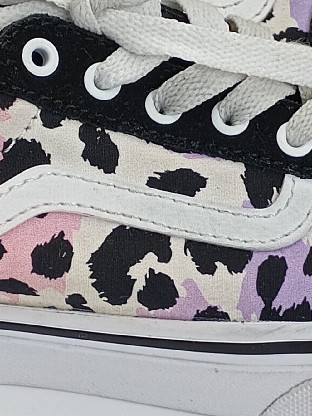 Vans Old Skool Leopard Print Sneakers Kids Girls Size 2 US Pink Purple Black EU - Picture 5 of 13